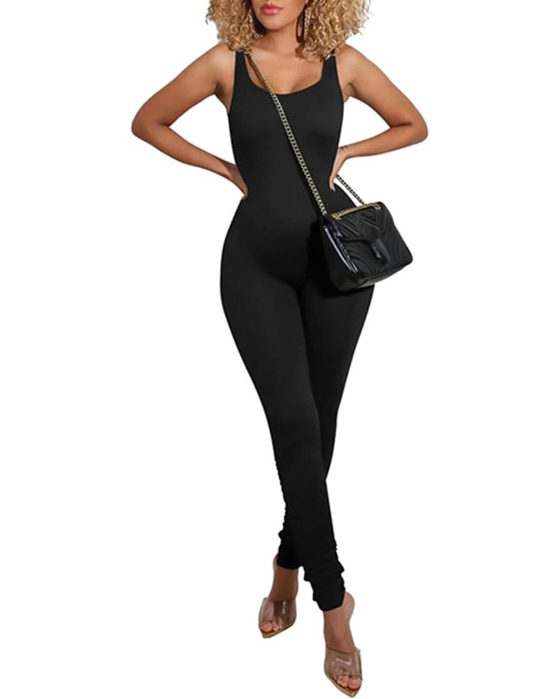 Women Spaghetti Strap Bodycon Tank One Piece Jumpsuits Rompers Playsuit Version2-black $10.00 Jumpsuits