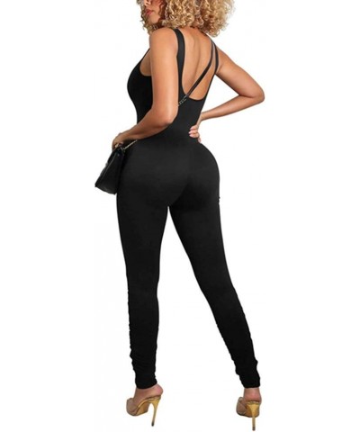 Women Spaghetti Strap Bodycon Tank One Piece Jumpsuits Rompers Playsuit Version2-black $10.00 Jumpsuits