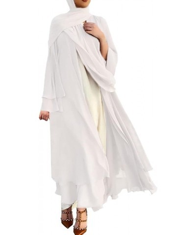 Women's Chiffon Muslim Cardigan Kaftan East Arabian Abaya Dress Casual Islamic Cover Up Long Dresses White $27.13 Swimsuits