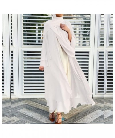 Women's Chiffon Muslim Cardigan Kaftan East Arabian Abaya Dress Casual Islamic Cover Up Long Dresses White $27.13 Swimsuits