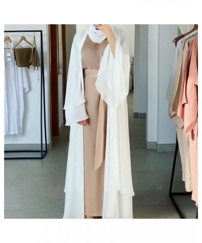 Women's Chiffon Muslim Cardigan Kaftan East Arabian Abaya Dress Casual Islamic Cover Up Long Dresses White $27.13 Swimsuits