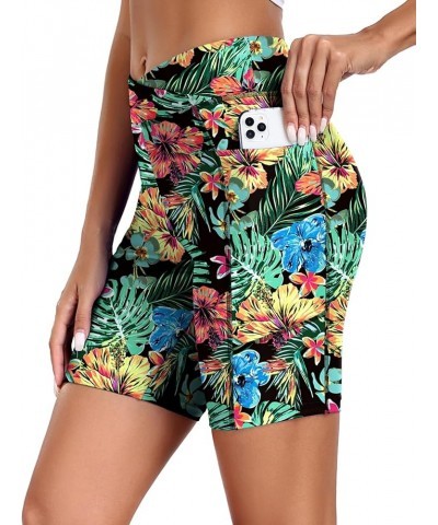 Women's 8.5" Board Shorts High Waisted Swimsuit Bottoms Cross Waist Beach Surf Swimwear with Pocket S-3XL Pat1 $13.99 Swimsuits