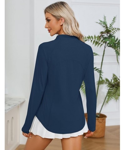 Women Long Sleeve Shirts Sun Protection 1/4 Zip Summer Quick Dry Hiking Shirts Quarter Zip Pullover for Women Navy Blue $12.4...