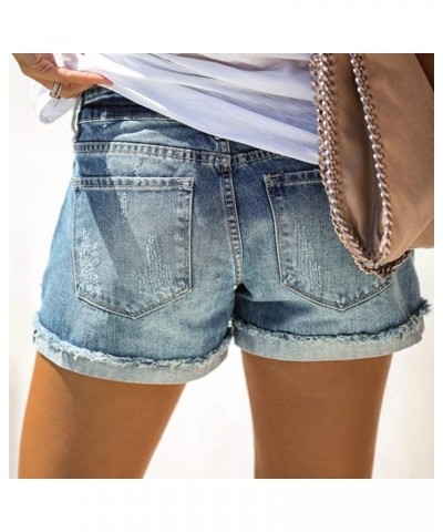 Women's Sexy Summer Mid Waist Ripped Jean, Women's High Waisted Rolled Hem Distressed Jeans Ripped Denim Shorts 09-blue $3.85...