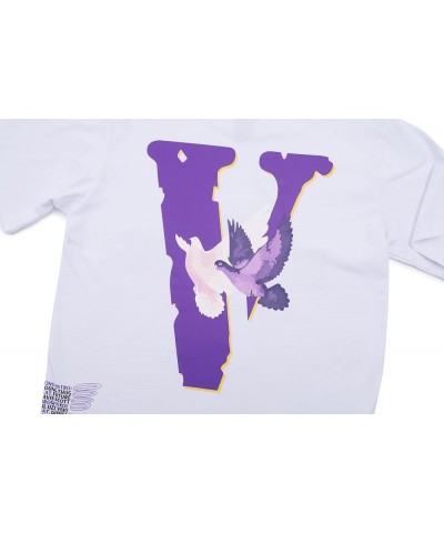 V T-Shirts Men's Women's Teenagers Letter Print Pattern Cotton Casual Hip-Hop Short-Sleeved Shirt Dove White $11.70 T-Shirts