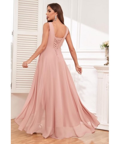 Women's V Neck Bridesmaid Dresses for Wedding with Pockets Chiffon Ruched Long Formal Prom Evening Dress Silver $20.70 Dresses