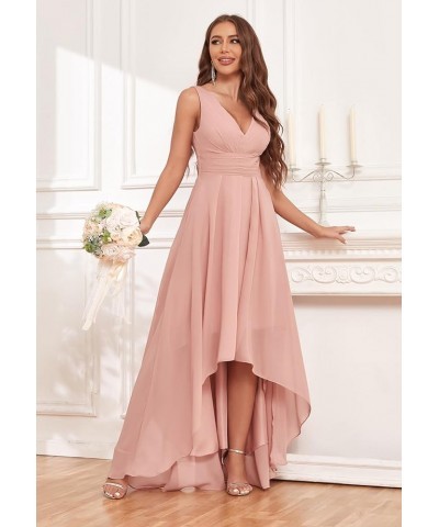 Women's V Neck Bridesmaid Dresses for Wedding with Pockets Chiffon Ruched Long Formal Prom Evening Dress Silver $20.70 Dresses