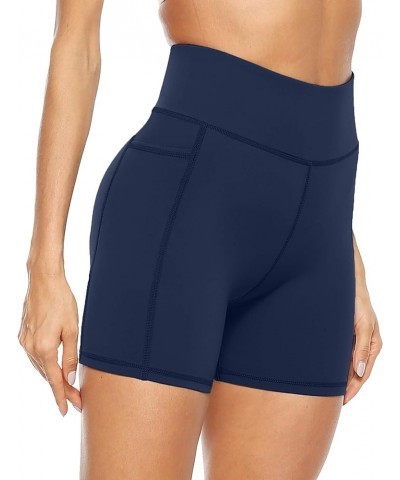 Women's High Waist Biker Shorts with Pockets, 5"/8" Tummy Control Athletic Workout Running Yoga Shorts 2-pack Black/Navy $11....