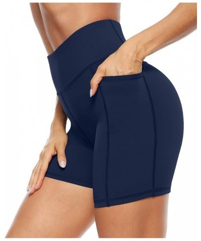 Women's High Waist Biker Shorts with Pockets, 5"/8" Tummy Control Athletic Workout Running Yoga Shorts 2-pack Black/Navy $11....