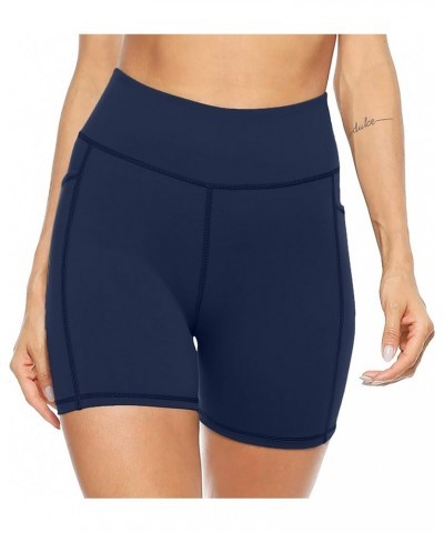 Women's High Waist Biker Shorts with Pockets, 5"/8" Tummy Control Athletic Workout Running Yoga Shorts 2-pack Black/Navy $11....