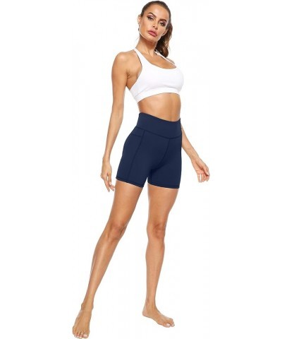 Women's High Waist Biker Shorts with Pockets, 5"/8" Tummy Control Athletic Workout Running Yoga Shorts 2-pack Black/Navy $11....