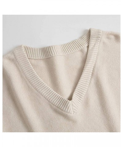 Women Lightweight Oversized Sweaters Tops Batwing Sleeves Knitted Dolman Pullovers V-ivory $16.79 Sweaters