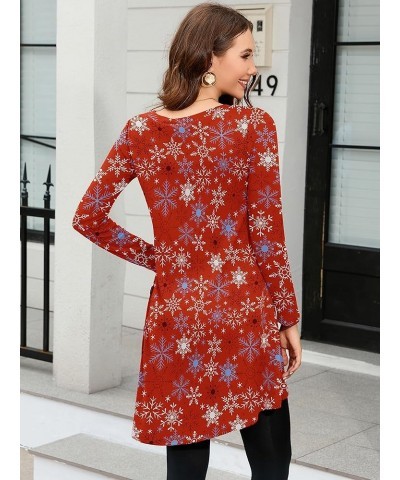 Dresses for Women Long Sleeve Round Neck Casual Button Side T Shirts Loose Fitting Sweater Tunic Dress 0-snowflake Red $17.66...