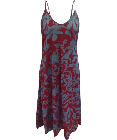 Plus Size Dress for Women Vintage Floral Print Beach Maxi Dress Summer Vneck Sun Dress Dressy Casual Maxi Dresses 7-red $7.13...