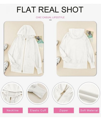 Women's Oversized Zip Up Hoodies Casual Drawstring Sweatshirts Teen Girls Fall Jacket Y2K Clothes With Pocket White $17.64 Ho...