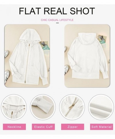 Women's Oversized Zip Up Hoodies Casual Drawstring Sweatshirts Teen Girls Fall Jacket Y2K Clothes With Pocket White $17.64 Ho...