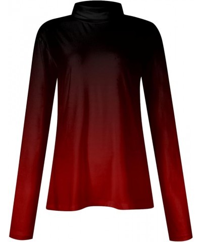 Women's Long Sleeve Tops Turtleneck Shirts Printed Fall Fashion Basic Slim Fit Soft Thermal Tops Shirts, S-3XL Deep Red $6.75...