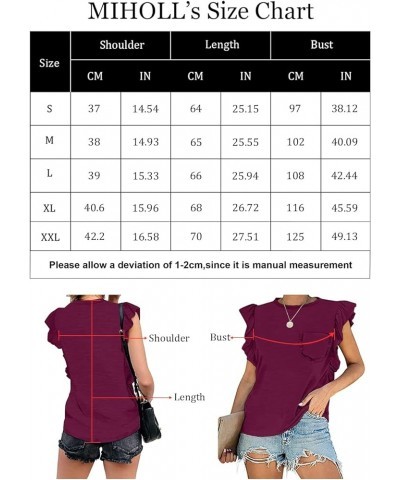 Women's Summer Sleeveless Tops Casual Loose Ruffle Shirts Tank Tops 04 Wine Red $15.50 Tanks