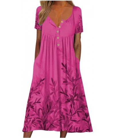Dresses for Women 2022 Trending Long Sleeve Long Dresses Lady Flowy Hem Floral Print Pocket Swing Dress 07-hot Pink $18.34 Dr...
