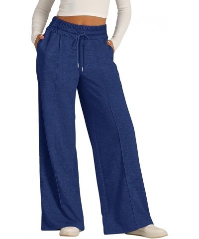 Womens Cargo Sweatpants Wide Leg Pants for Women High Waisted Lounge Baggy Jogger with Pockets Outifits Ab-dark Blue $8.49 Pants