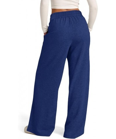 Womens Cargo Sweatpants Wide Leg Pants for Women High Waisted Lounge Baggy Jogger with Pockets Outifits Ab-dark Blue $8.49 Pants