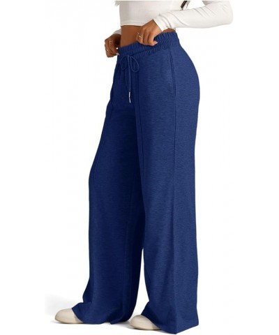 Womens Cargo Sweatpants Wide Leg Pants for Women High Waisted Lounge Baggy Jogger with Pockets Outifits Ab-dark Blue $8.49 Pants