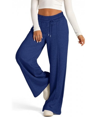 Womens Cargo Sweatpants Wide Leg Pants for Women High Waisted Lounge Baggy Jogger with Pockets Outifits Ab-dark Blue $8.49 Pants