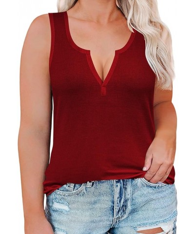 Plus SizeTank Tops for Women Colorblock Shirt V Neck Sleeveness Tunic Casual Summer Cami Shirts Sexy Blouses A15-red $13.24 T...