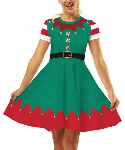 Women's Christmas 3D Green and Red Short Sleeve Casual Dress L/XL 32 $16.42 Dresses