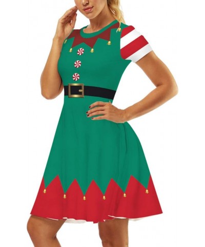 Women's Christmas 3D Green and Red Short Sleeve Casual Dress L/XL 32 $16.42 Dresses