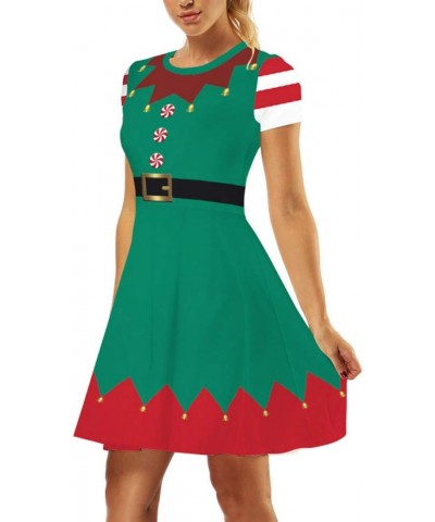 Women's Christmas 3D Green and Red Short Sleeve Casual Dress L/XL 32 $16.42 Dresses