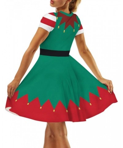 Women's Christmas 3D Green and Red Short Sleeve Casual Dress L/XL 32 $16.42 Dresses