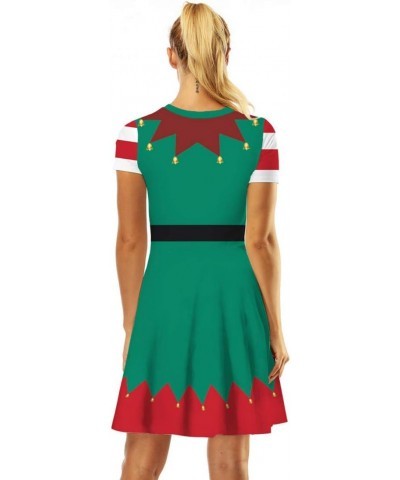 Women's Christmas 3D Green and Red Short Sleeve Casual Dress L/XL 32 $16.42 Dresses