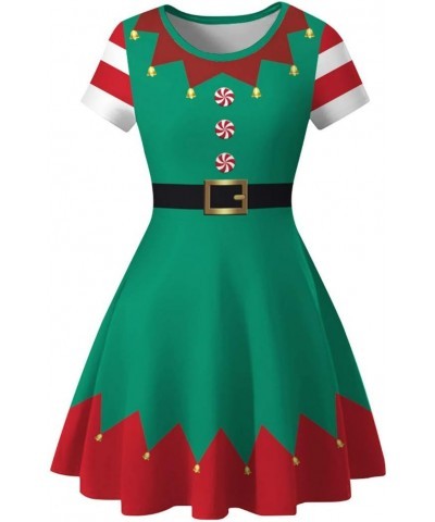 Women's Christmas 3D Green and Red Short Sleeve Casual Dress L/XL 32 $16.42 Dresses