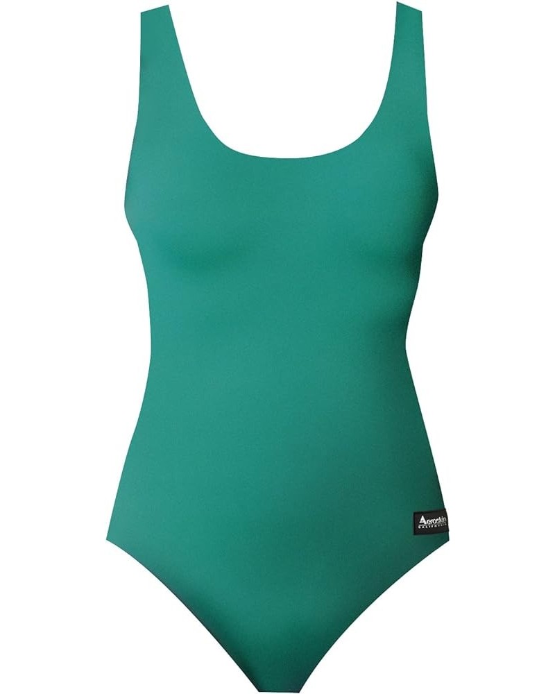 Polypropylene Women's One Piece Swim Suit in Solid Colors Teal $22.74 Swimsuits