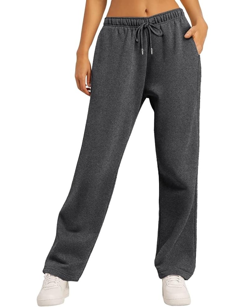 Women Drawstring Low Waisted Straight Leg Sweatpants Yoga Wide Leg Pants Baggy Lounge Pants with Pockets 01-dark Gray $10.15 ...