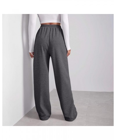 Women Drawstring Low Waisted Straight Leg Sweatpants Yoga Wide Leg Pants Baggy Lounge Pants with Pockets 01-dark Gray $10.15 ...