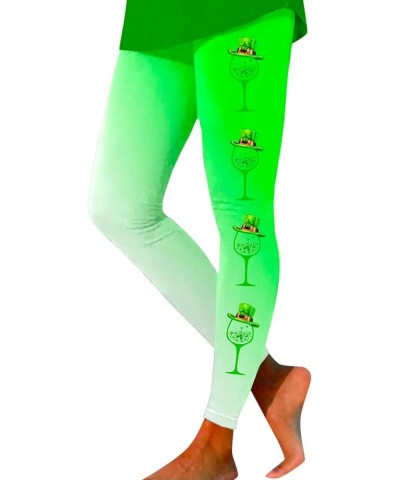 St.Patrick's Day Irish Green Shamrock Yoga Pants High Waisted Clover Leaves High Waisted Leggings Tummy Control Soft Yd-beige...