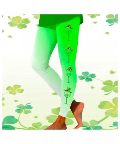 St.Patrick's Day Irish Green Shamrock Yoga Pants High Waisted Clover Leaves High Waisted Leggings Tummy Control Soft Yd-beige...