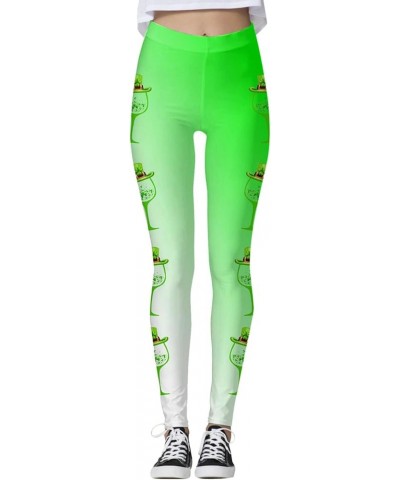 St.Patrick's Day Irish Green Shamrock Yoga Pants High Waisted Clover Leaves High Waisted Leggings Tummy Control Soft Yd-beige...