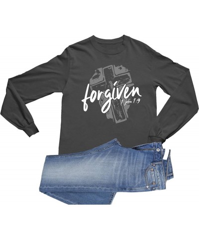 Adult Forgiven 1 John 1:9 Bible Gift Long Sleeve T-Shirt Black Heather $8.92 T-Shirts