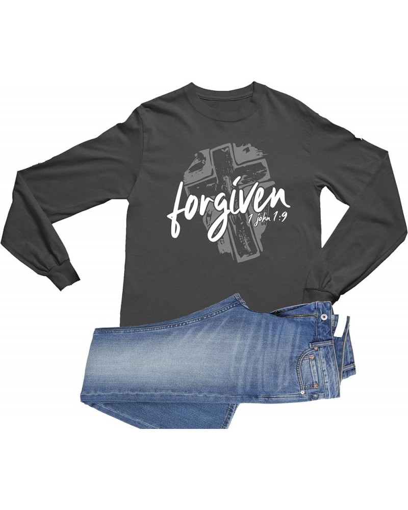 Adult Forgiven 1 John 1:9 Bible Gift Long Sleeve T-Shirt Black Heather $8.92 T-Shirts