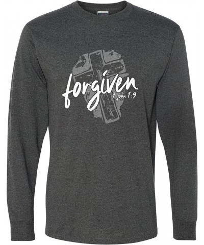 Adult Forgiven 1 John 1:9 Bible Gift Long Sleeve T-Shirt Black Heather $8.92 T-Shirts