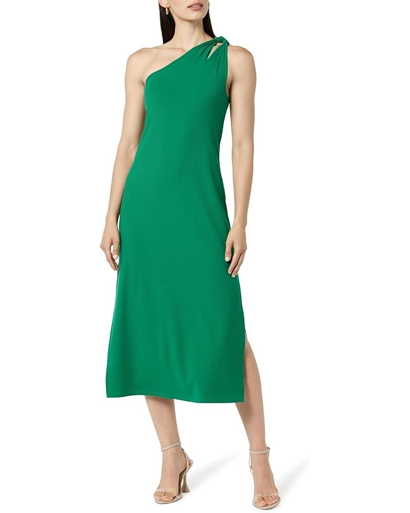 Women's Mickey Loose-Fit One-Shoulder Cutout Rib Knit Maxi Dress Ultramarine Green $18.64 Dresses