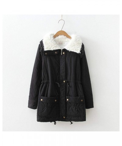 Women's Winter Warm Wool Cotton-Padded Coat,Mid Length Parka Outwear Jacket Black $21.82 Jackets