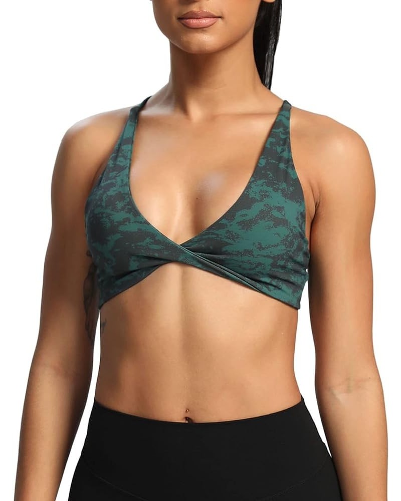 Women's Workout Sports Bras Fitness Backless Padded Sienna Low Impact Bra Yoga Crop Tank Top Cloud Dark Green $10.64 Lingerie