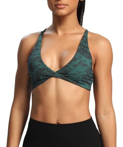 Women's Workout Sports Bras Fitness Backless Padded Sienna Low Impact Bra Yoga Crop Tank Top Cloud Dark Green $10.64 Lingerie