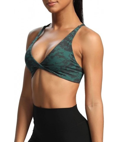 Women's Workout Sports Bras Fitness Backless Padded Sienna Low Impact Bra Yoga Crop Tank Top Cloud Dark Green $10.64 Lingerie