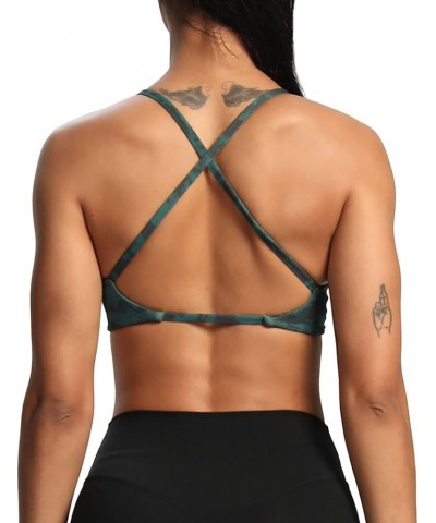 Women's Workout Sports Bras Fitness Backless Padded Sienna Low Impact Bra Yoga Crop Tank Top Cloud Dark Green $10.64 Lingerie