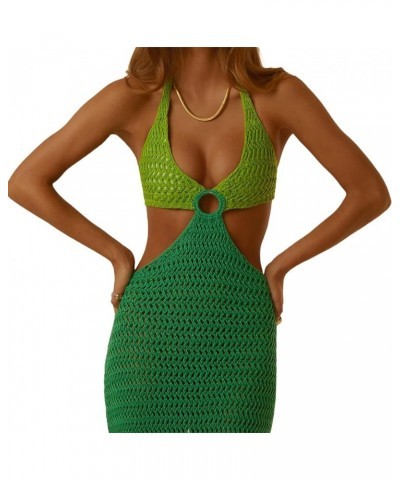 Women Sexy Dress Hollow Out Spaghetti Strap Bodycon Halter Backless Maxi Dress Cut Out Split Cocktail Clubwear I Green $9.68 ...